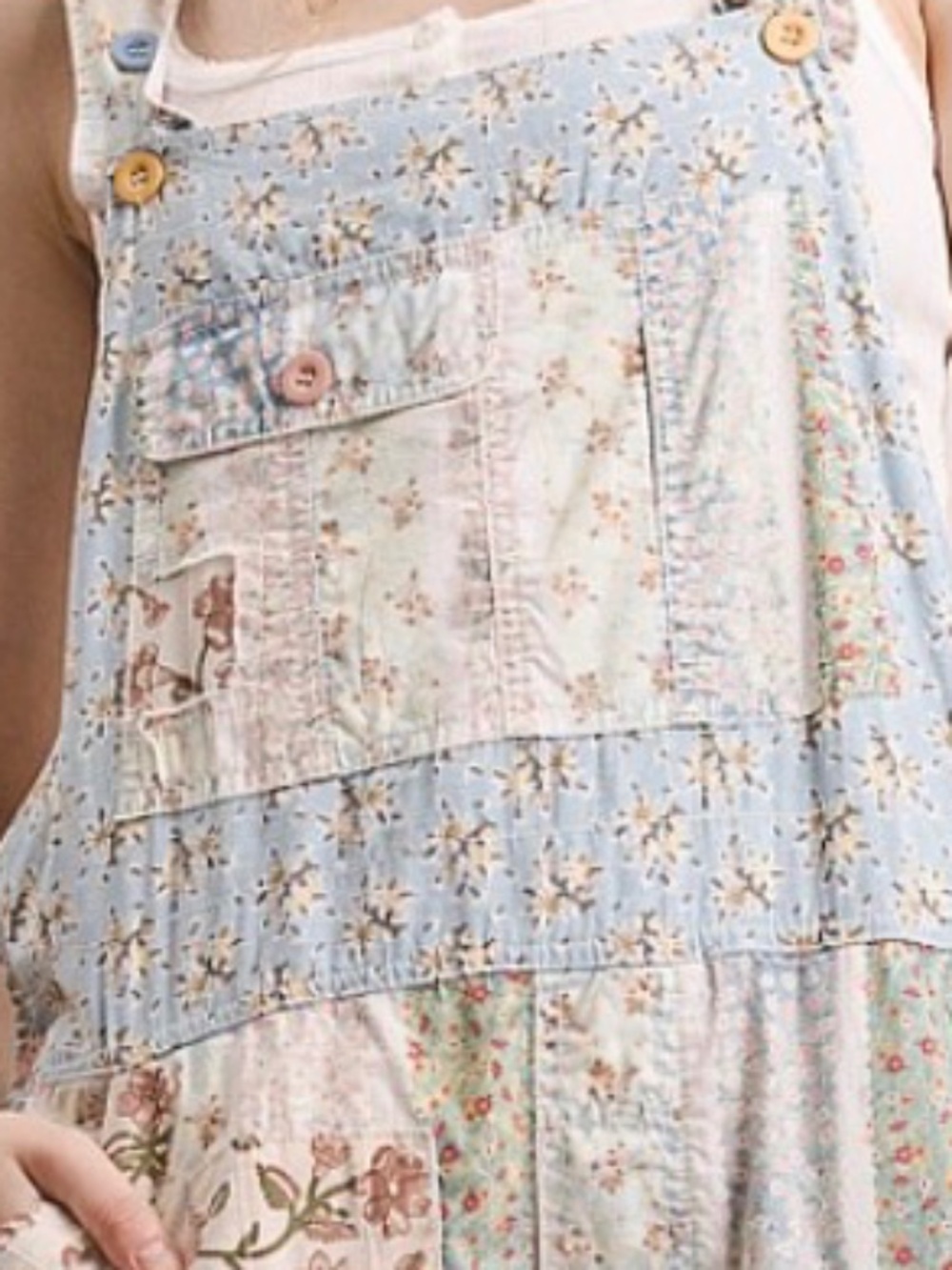 ❤️ BLUE VELVET “ ERIN “ BLUE VELVET PATCHWORK OVERALL ROMPER 31 - Picture 4 of 5